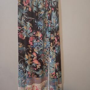 Tropical Floral Maxi Skirt in Black